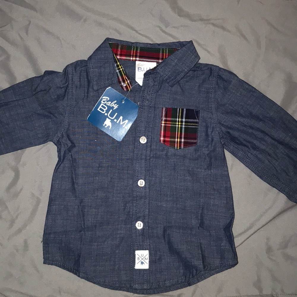 Navy and plaid shirt